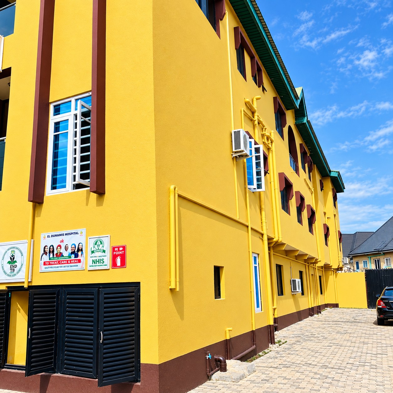 EL Dunamis Medical Centre building, side facade